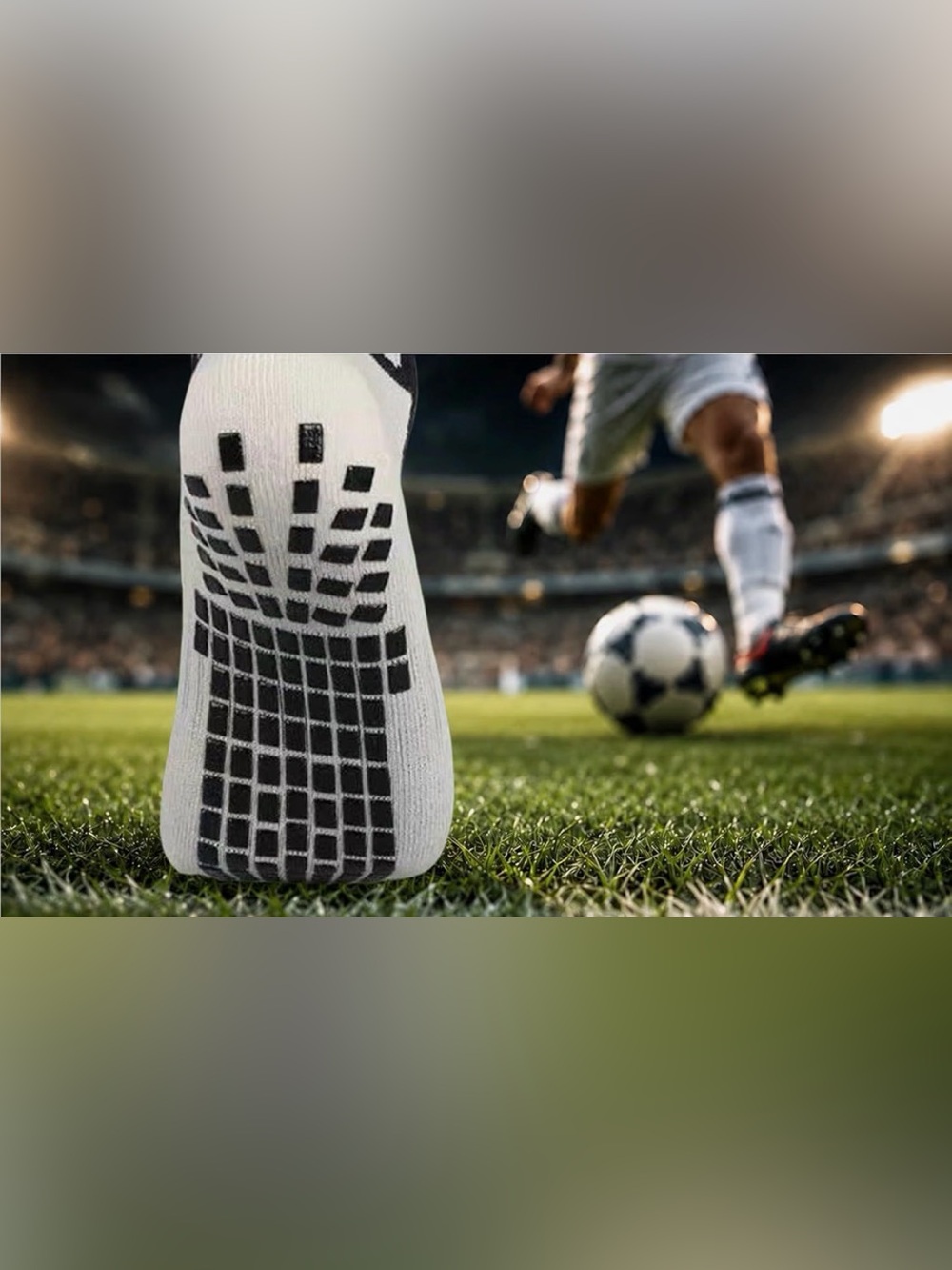 Amazon Men's White Athletic Grip Socks with Black Anti-Slip Pads